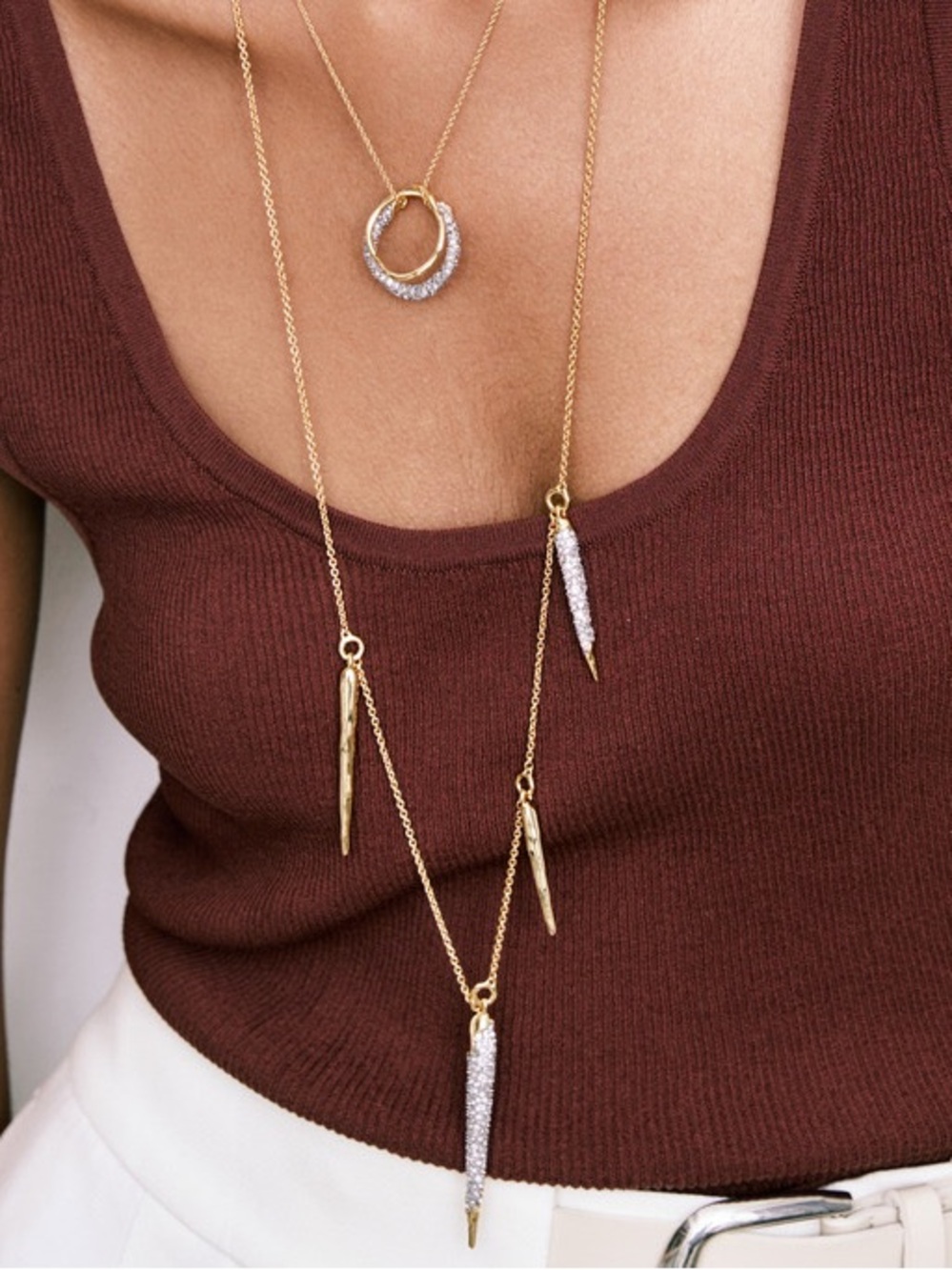 Alexis Bittar Solanales Crystal Stationed Spear Necklace